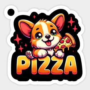 Funny Pizza Cute Corgi Dog Lover Sticker